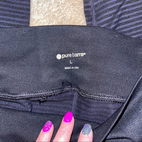 Nux Pure Barre Black Solid Ribbed High Compression Ankle Legging Large - Picture 5 of 9